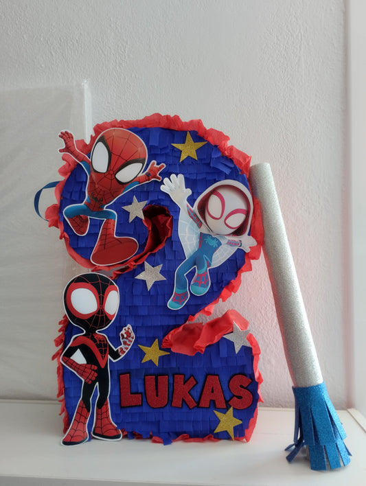 Piñata Forma número 2 con Spideis, súper héroes niños